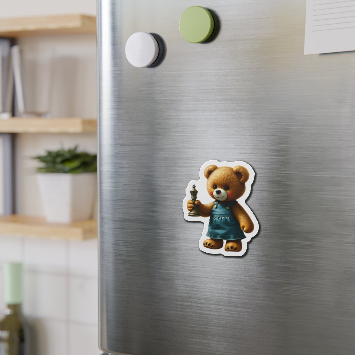 Cute Bear Die-Cut Magnet - Adorable Teddy Holding a Trophy