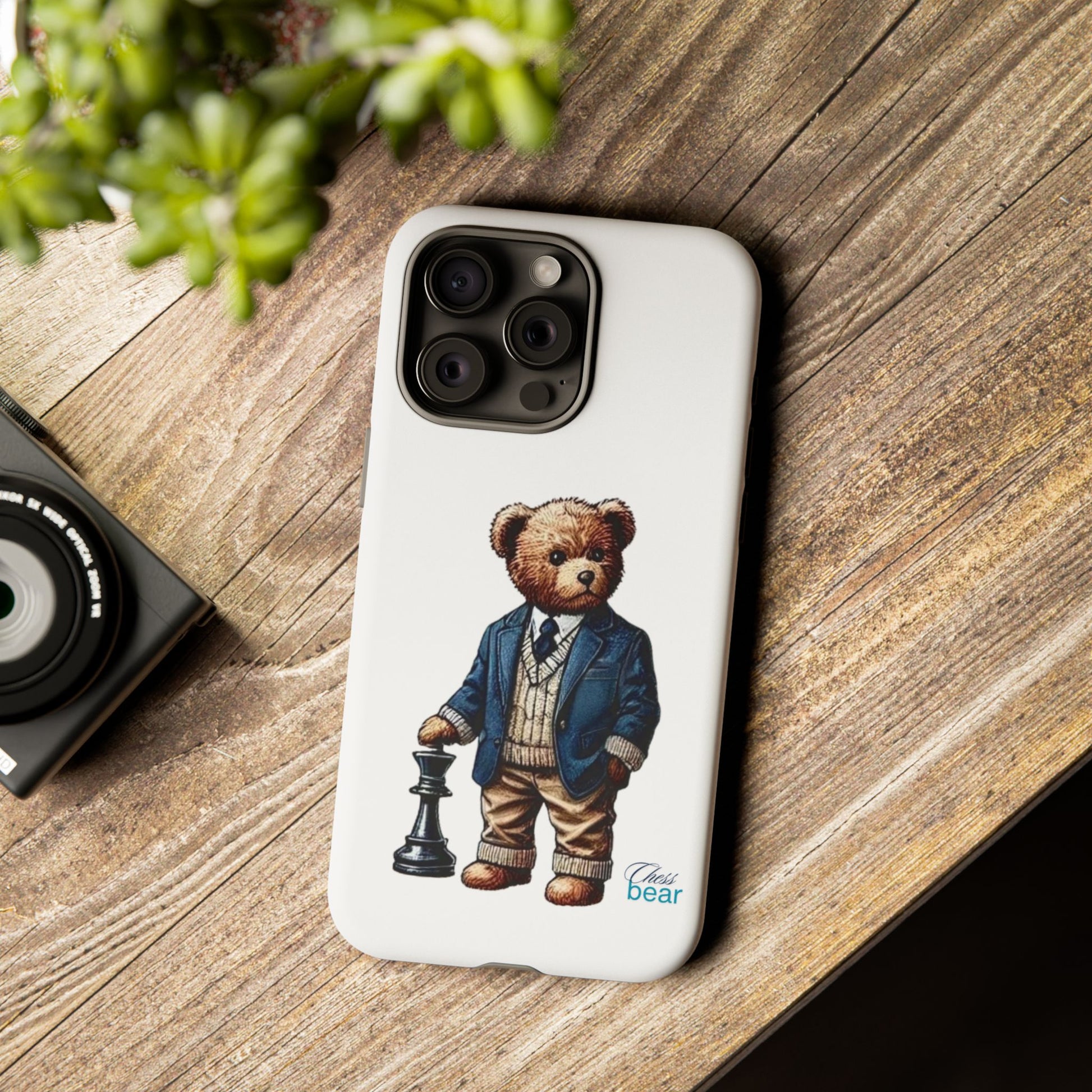 Стилен калъф за телефон Bear Chess - здрави калъфи за любителите на животни