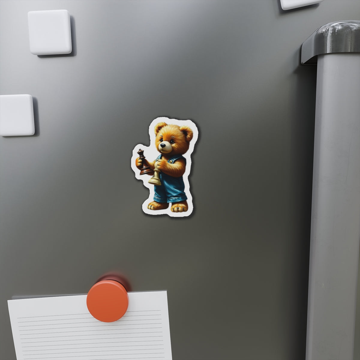 Cute Chess Bear Die-Cut Magnet - Fun Home Decor for Chess Lovers