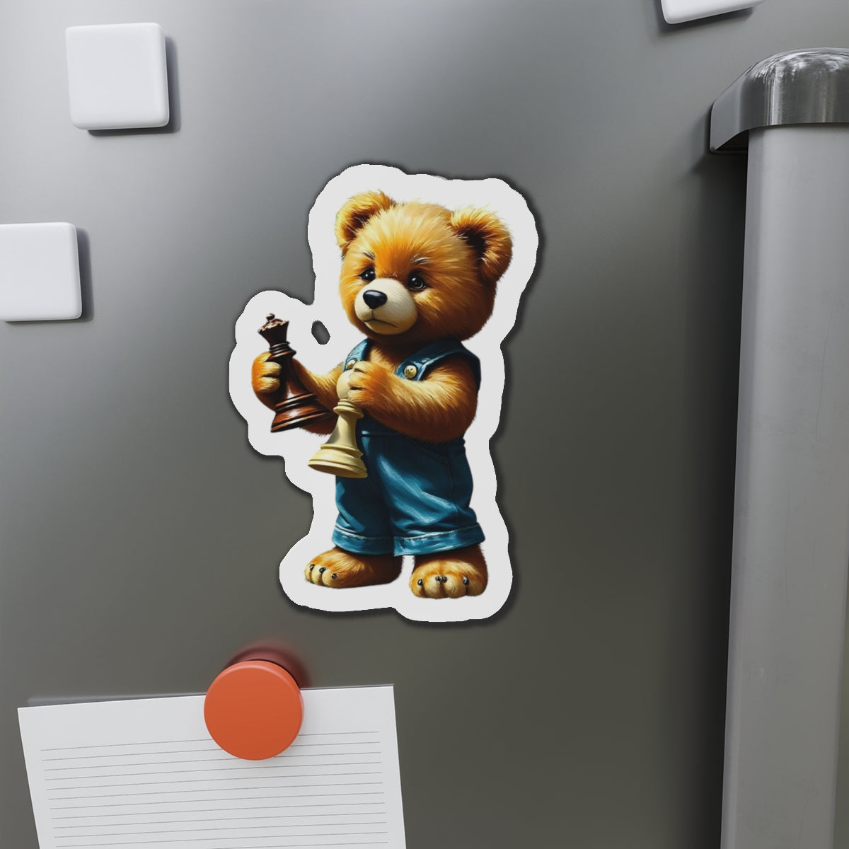 Cute Chess Bear Die-Cut Magnet - Fun Home Decor for Chess Lovers