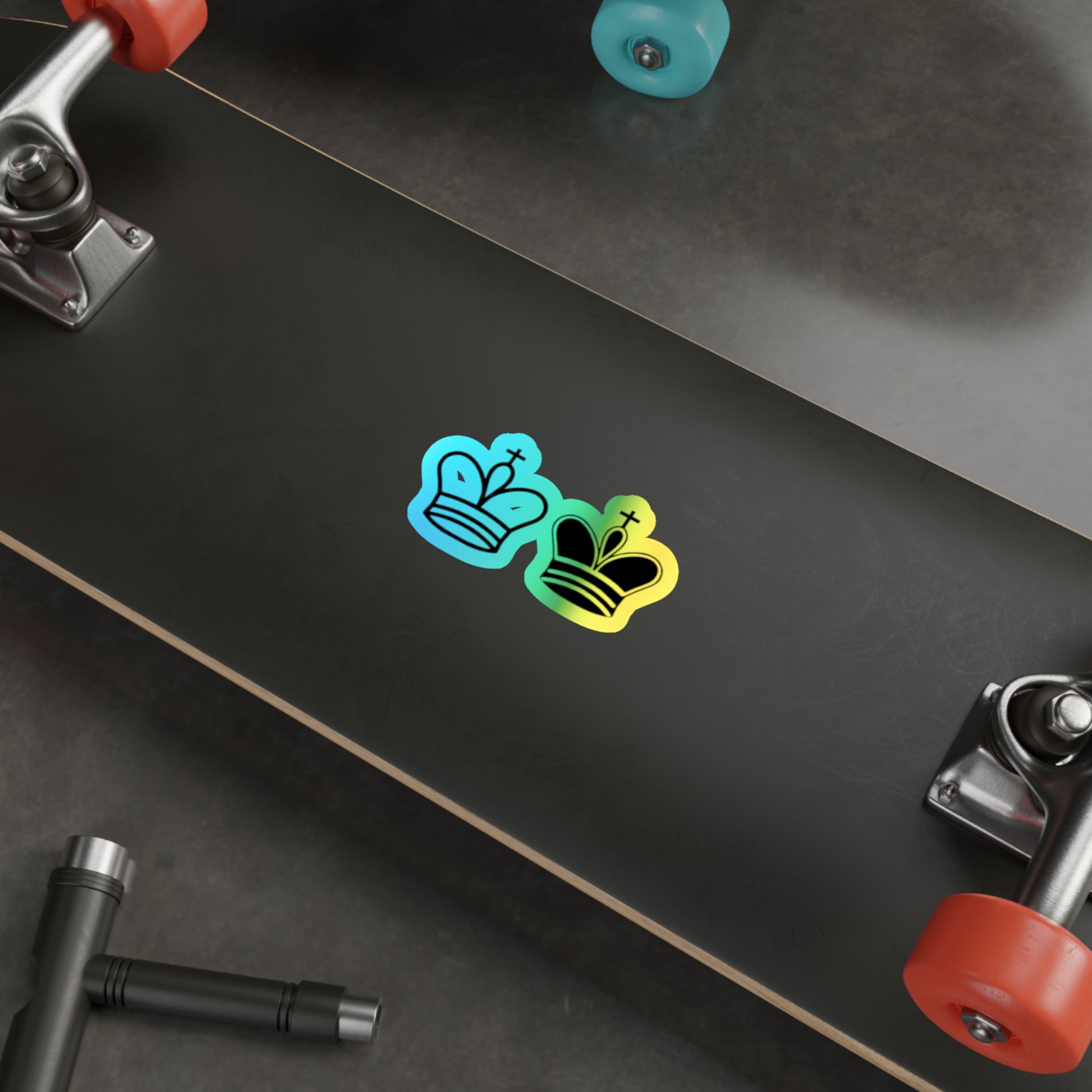 Holographic Crown Die-Cut Stickers - Vibrant, Eye-Catching Decals for Personalizing Skateboards, Laptops & More