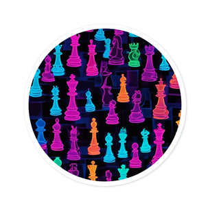 Vibrant Chess Pieces Round Stickers - Indoor/Outdoor Decor