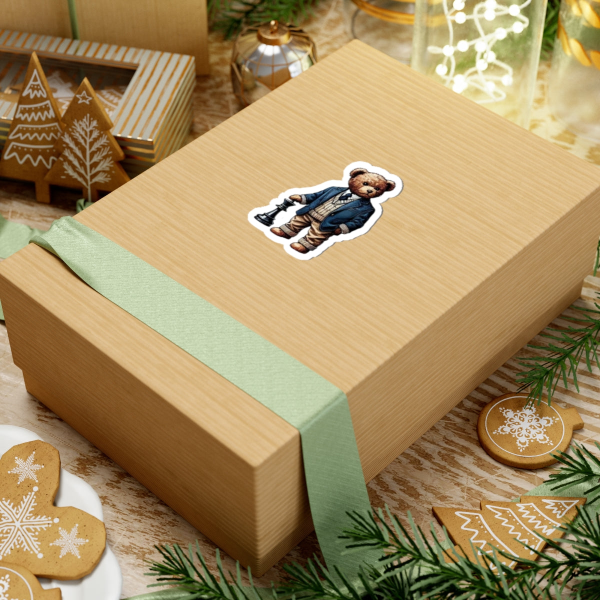 Charming Chess Bear -Cut Sticker - Perfect for Gifts & Decor
