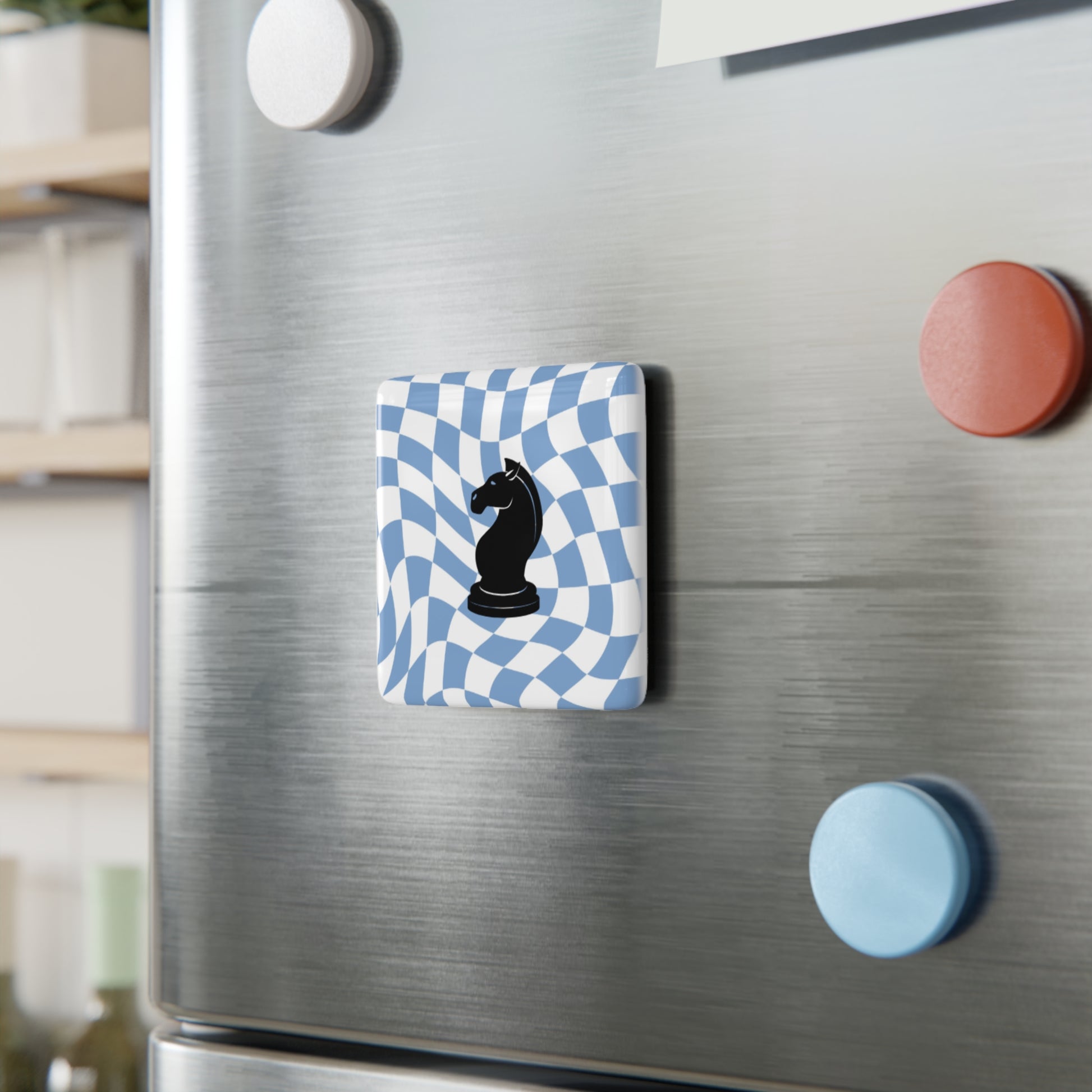 Knight Chess Porcelain Magnet - Stylish Square Design for Game Lovers