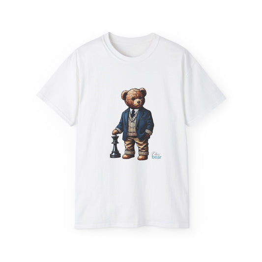 Стилна тениска с графика Bear Chess - унисекс ултрапамучна тениска