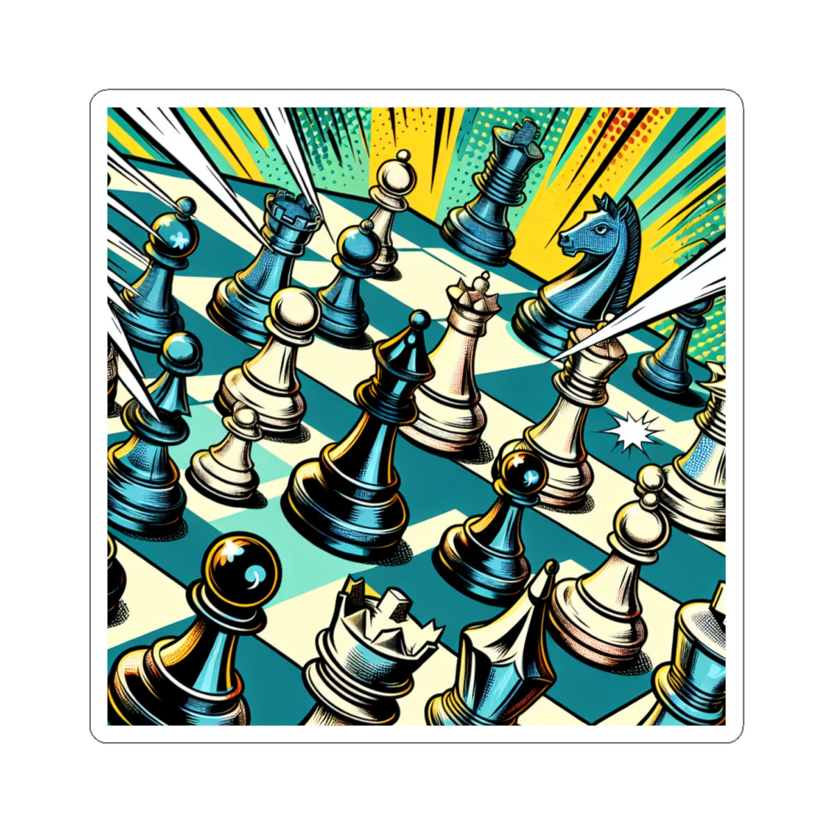 Chess Game Kiss-Cut Stickers – Vibrant Artwork for Gamers & Strategists