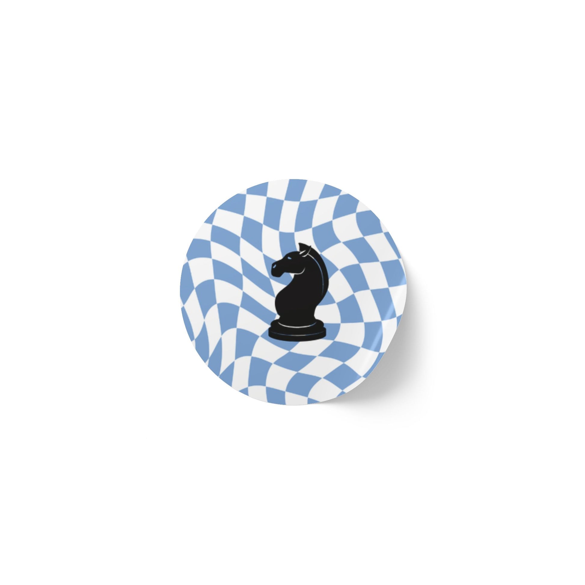Chess Knight Sticker Rolls - Unique Blue Checkered Design for Game Lovers