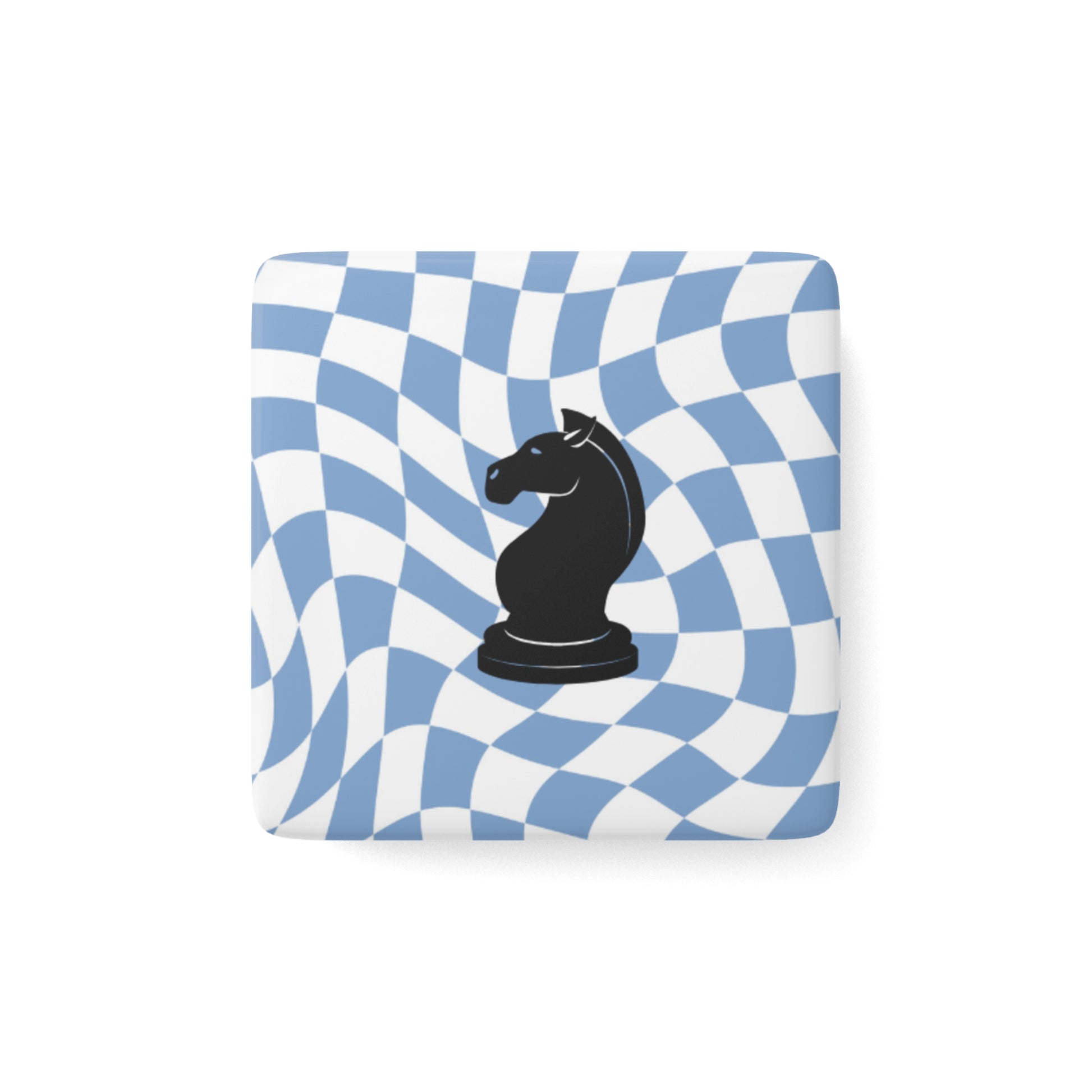 Knight Chess Porcelain Magnet - Stylish Square Design for Game Lovers