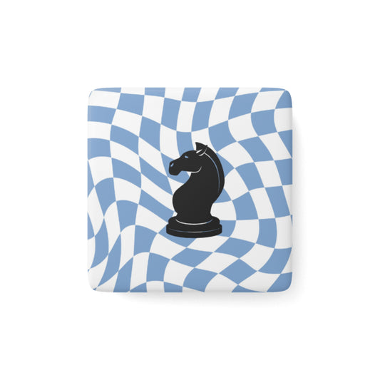 Knight Chess Porcelain Magnet - Stylish Square Design for Game Lovers