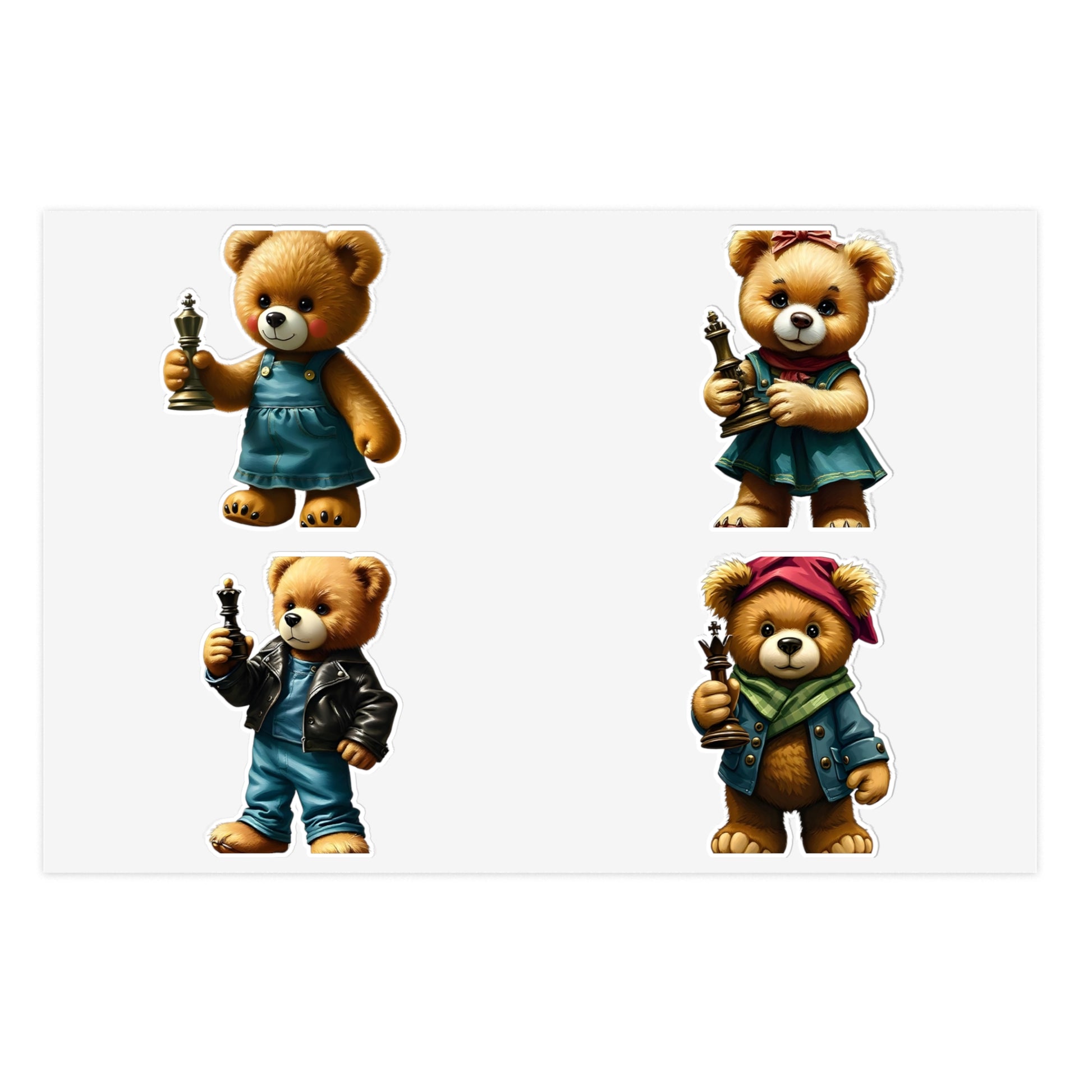 Cute Bear Character Sticker Sheets - Perfect for Kids & Scrapbooking