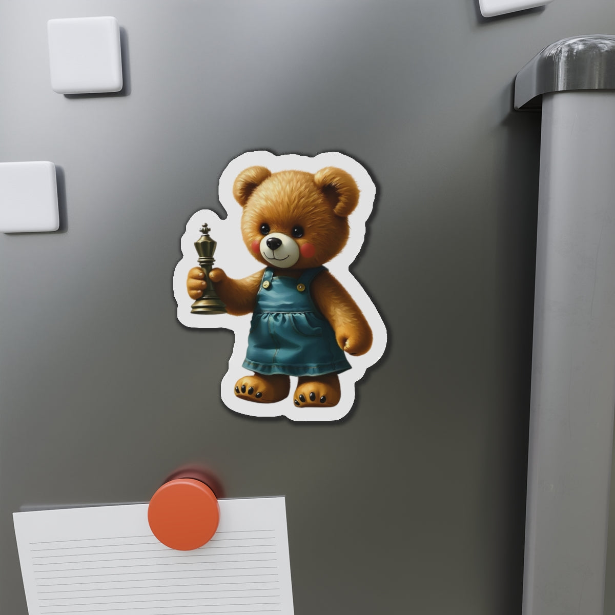 Cute Bear Die-Cut Magnet - Adorable Teddy Holding a Trophy