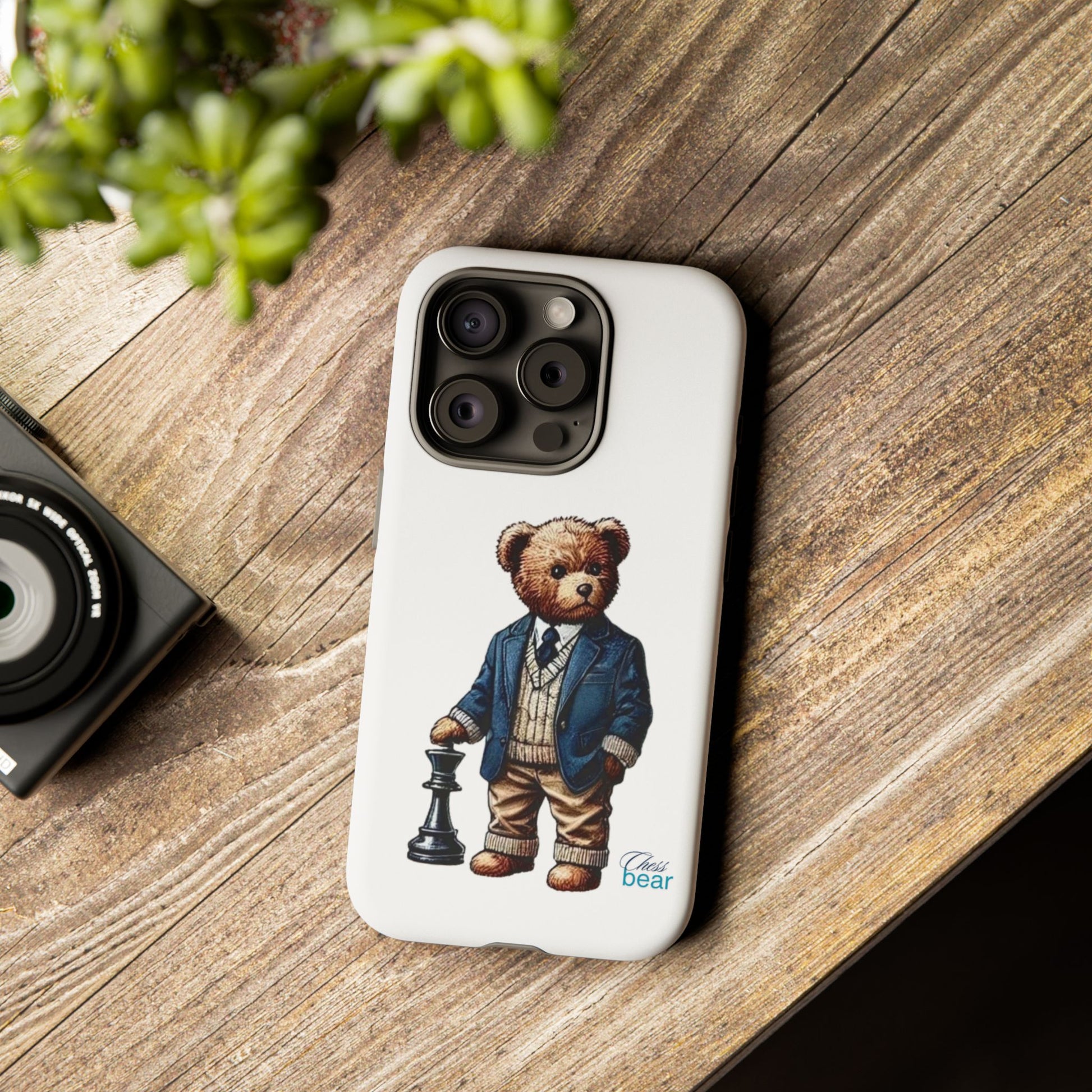 Стилен калъф за телефон Bear Chess - здрави калъфи за любителите на животни