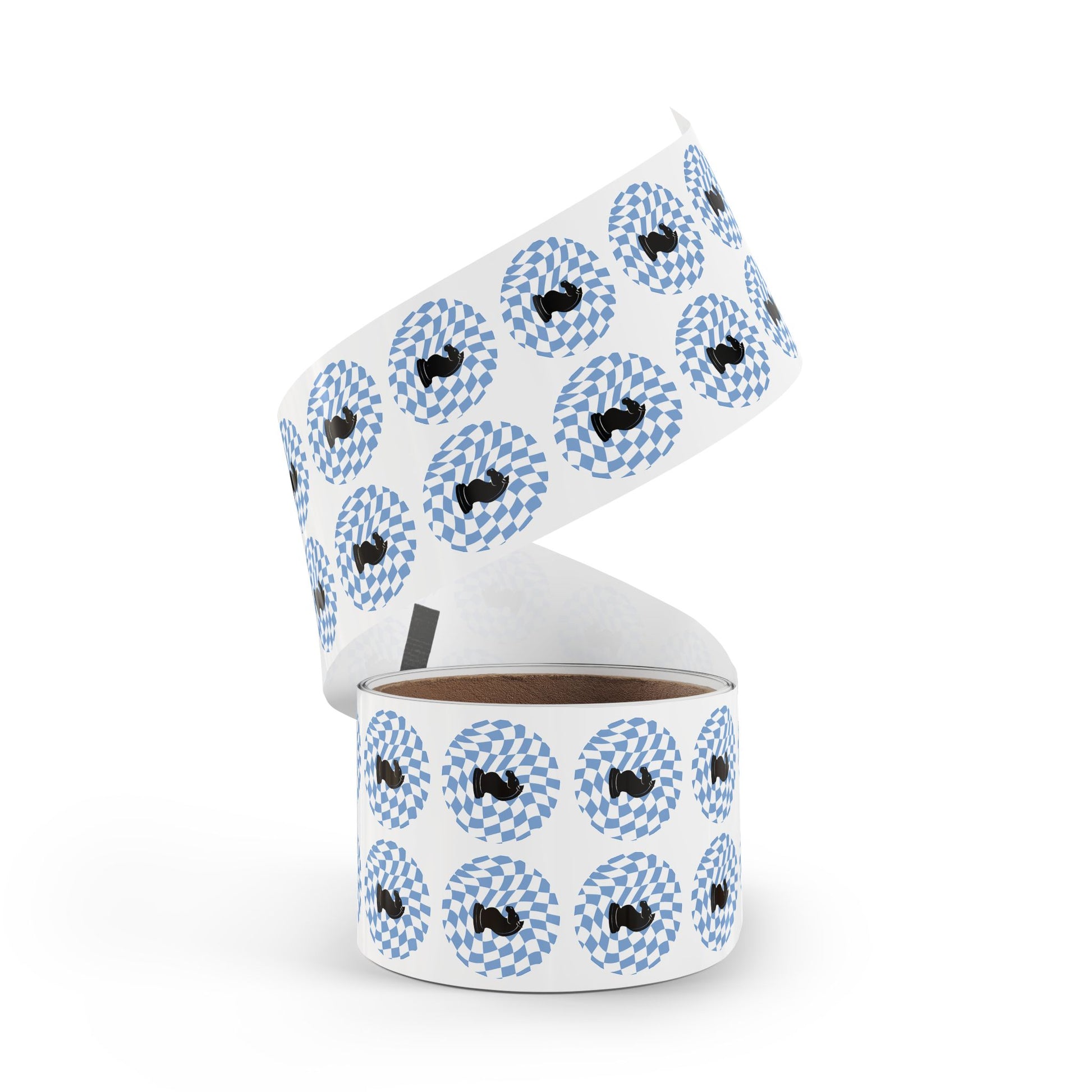 Chess Knight Sticker Rolls - Unique Blue Checkered Design for Game Lovers