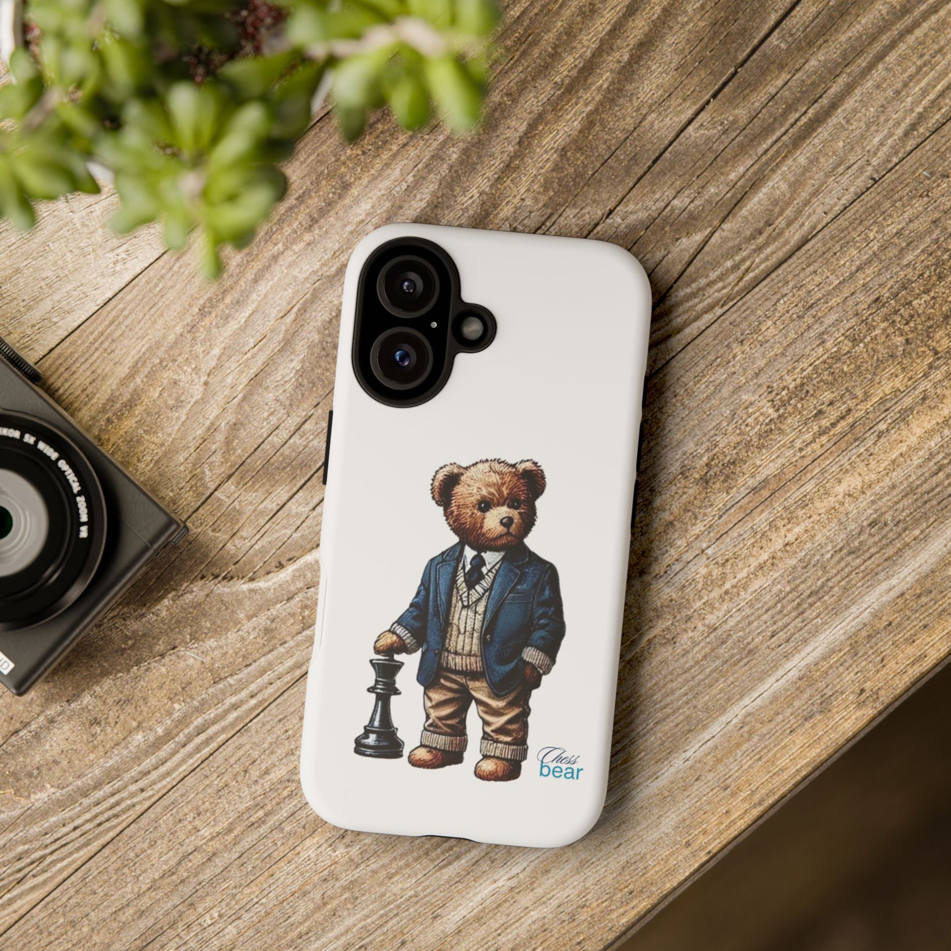 Стилен калъф за телефон Bear Chess - здрави калъфи за любителите на животни