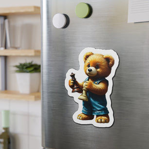 Cute Chess Bear Die-Cut Magnet - Fun Home Decor for Chess Lovers