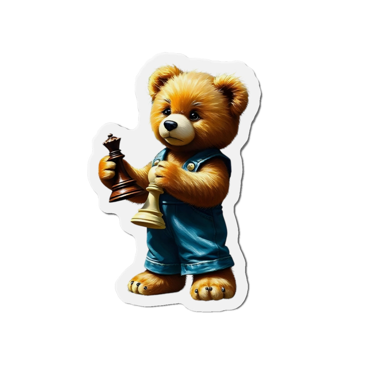 Cute Chess Bear Die-Cut Magnet - Fun Home Decor for Chess Lovers