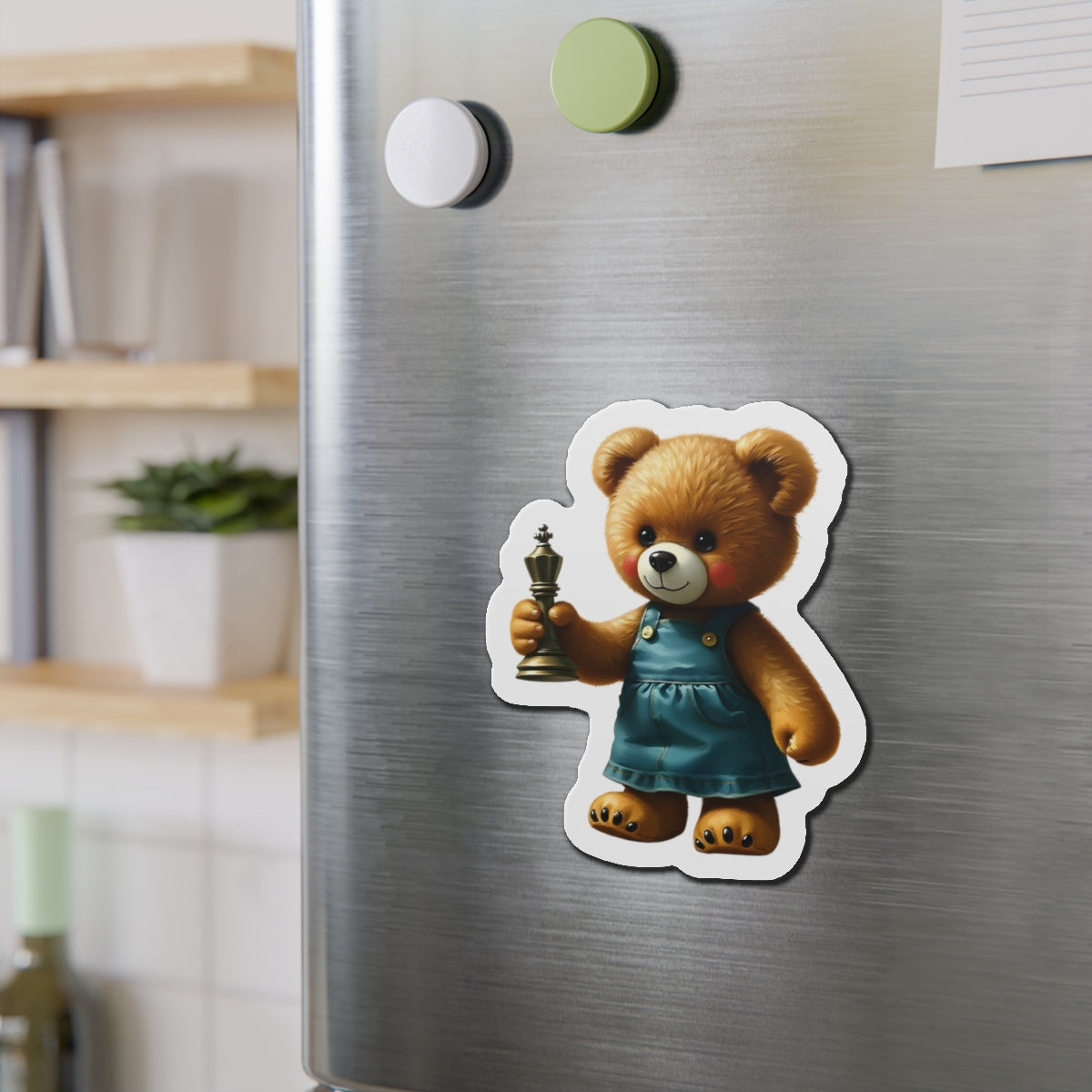 Cute Bear Die-Cut Magnet - Adorable Teddy Holding a Trophy