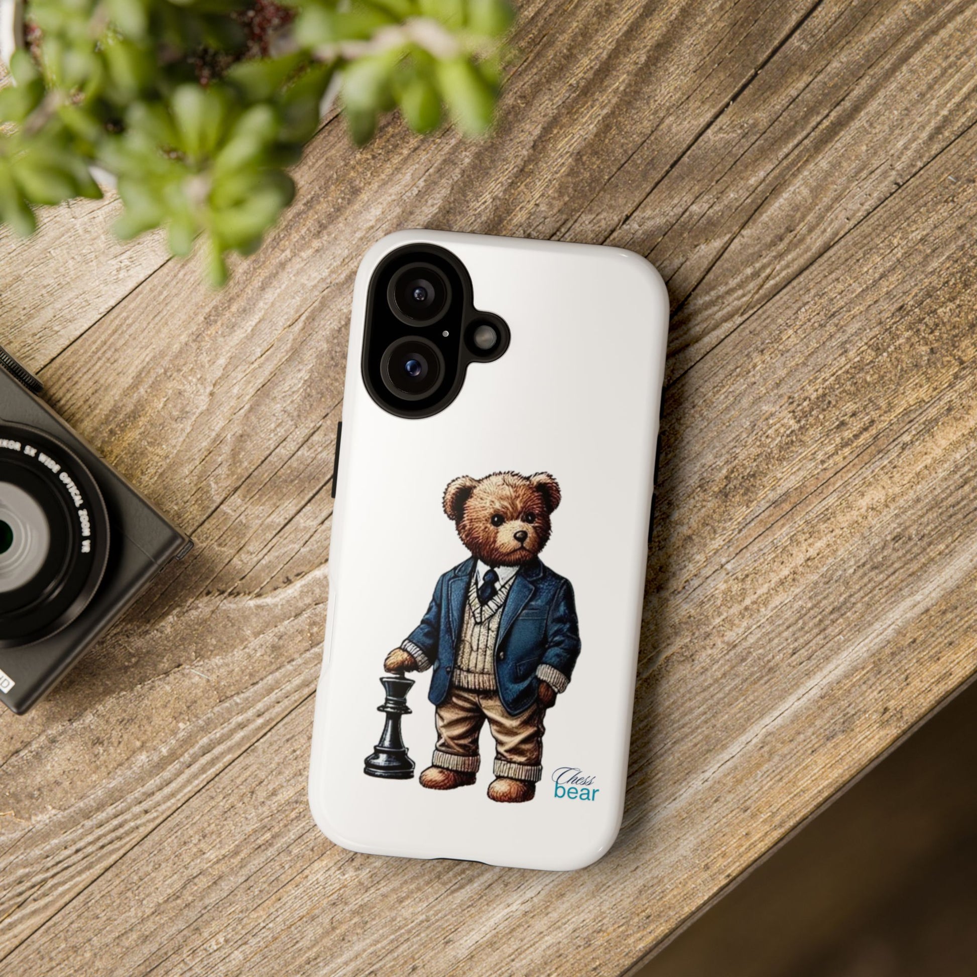 Стилен калъф за телефон Bear Chess - здрави калъфи за любителите на животни