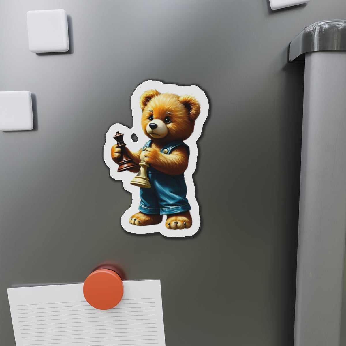 Cute Chess Bear Die-Cut Magnet - Fun Home Decor for Chess Lovers