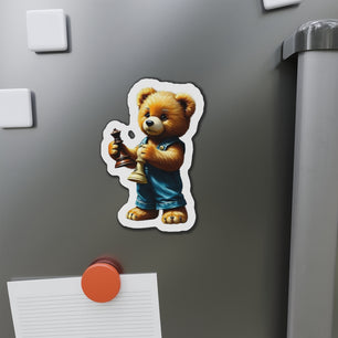 Cute Chess Bear Die-Cut Magnet - Fun Home Decor for Chess Lovers