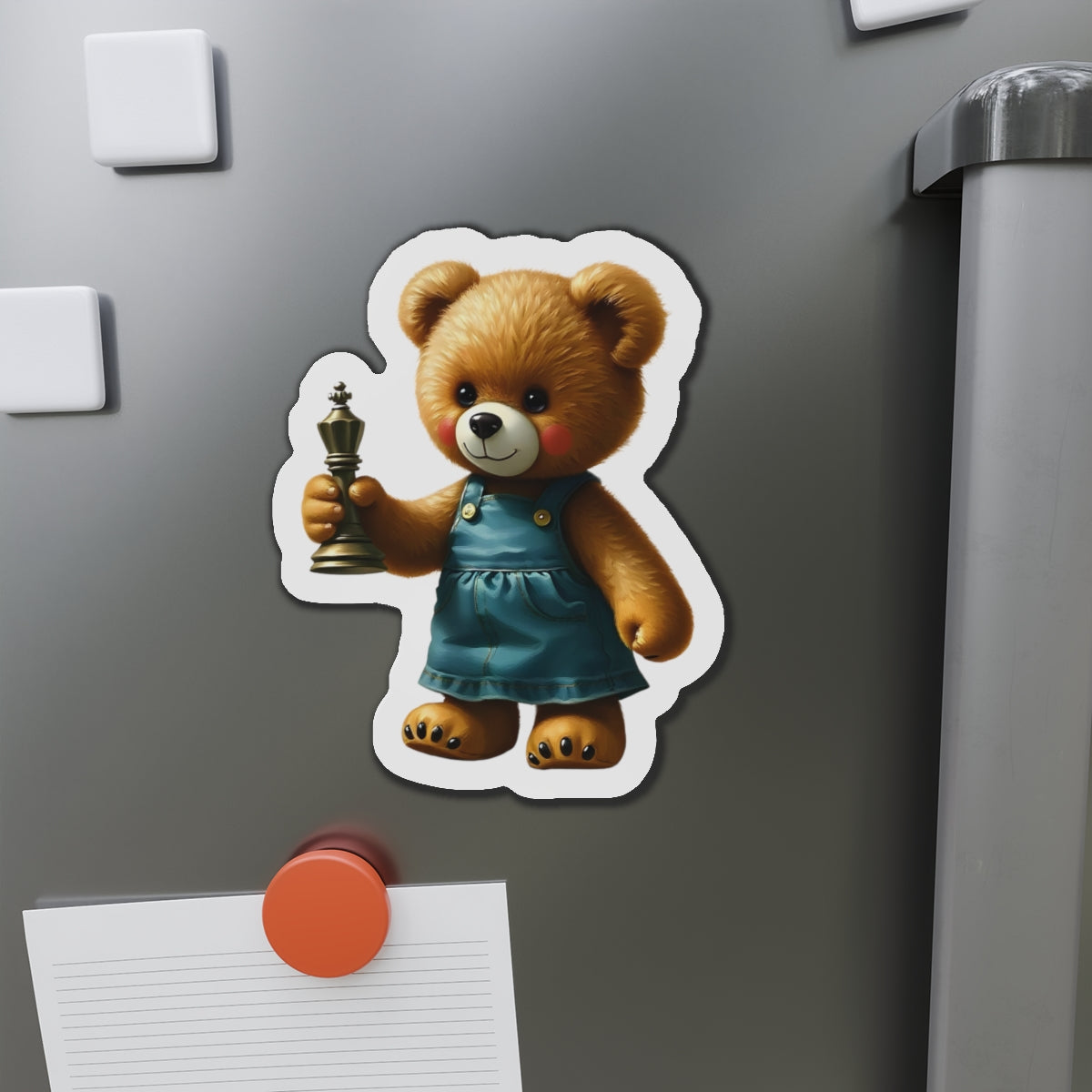 Cute Bear Die-Cut Magnet - Adorable Teddy Holding a Trophy