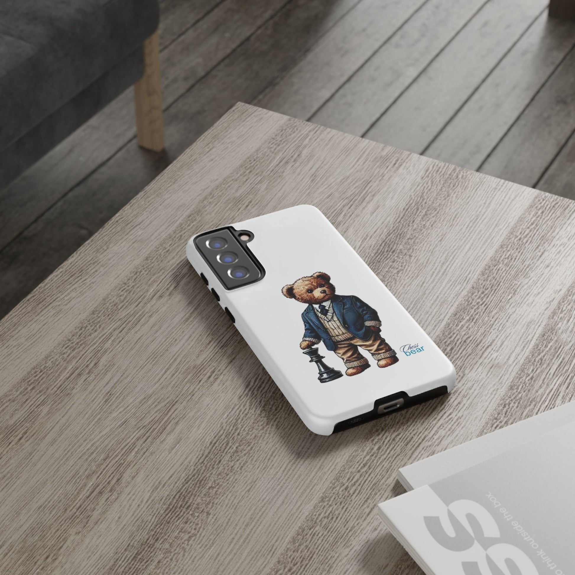 Стилен калъф за телефон Bear Chess - здрави калъфи за любителите на животни
