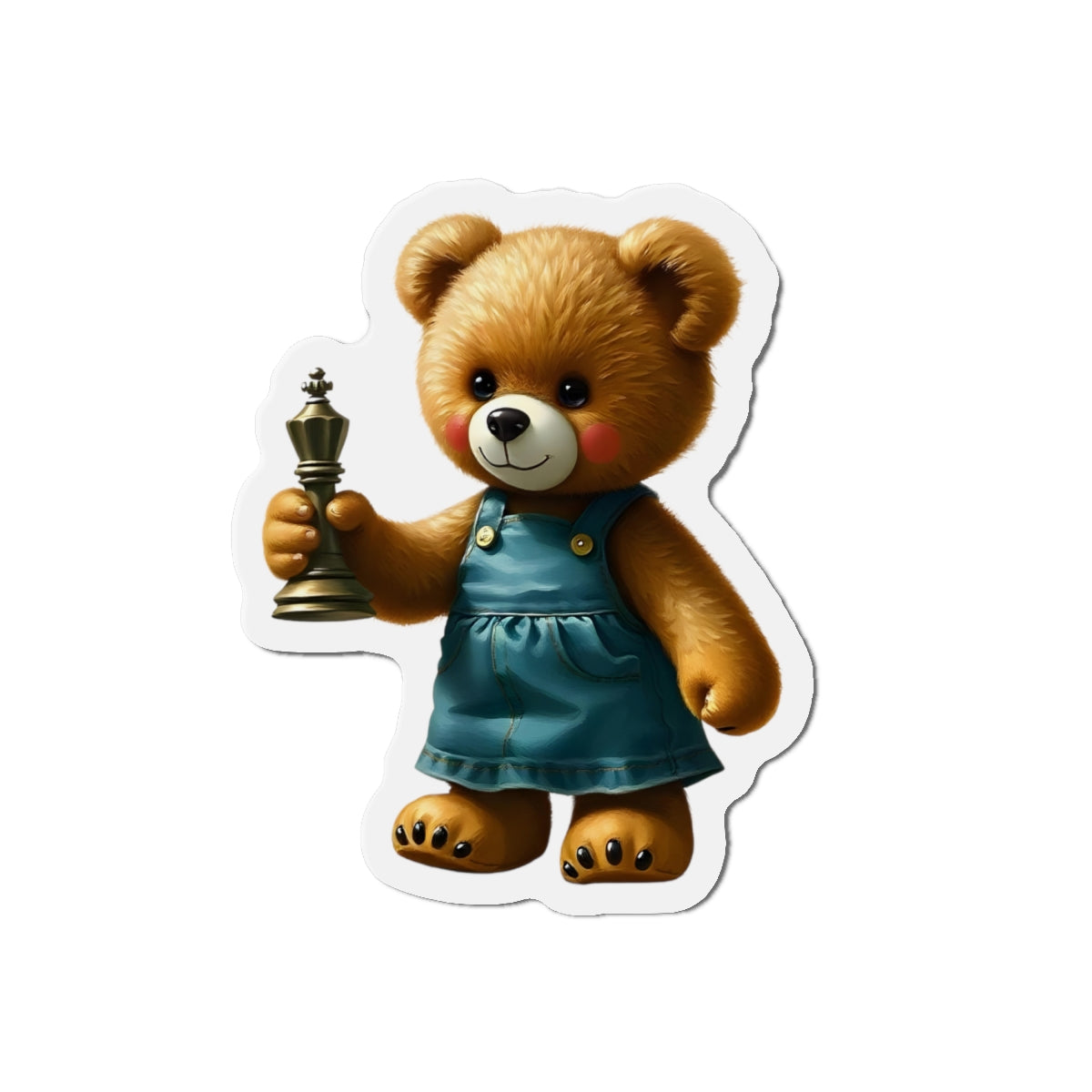 Cute Bear Die-Cut Magnet - Adorable Teddy Holding a Trophy